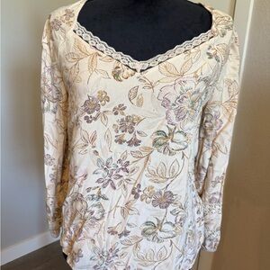 Maurices Cream Floral Lace Women's Blouse
